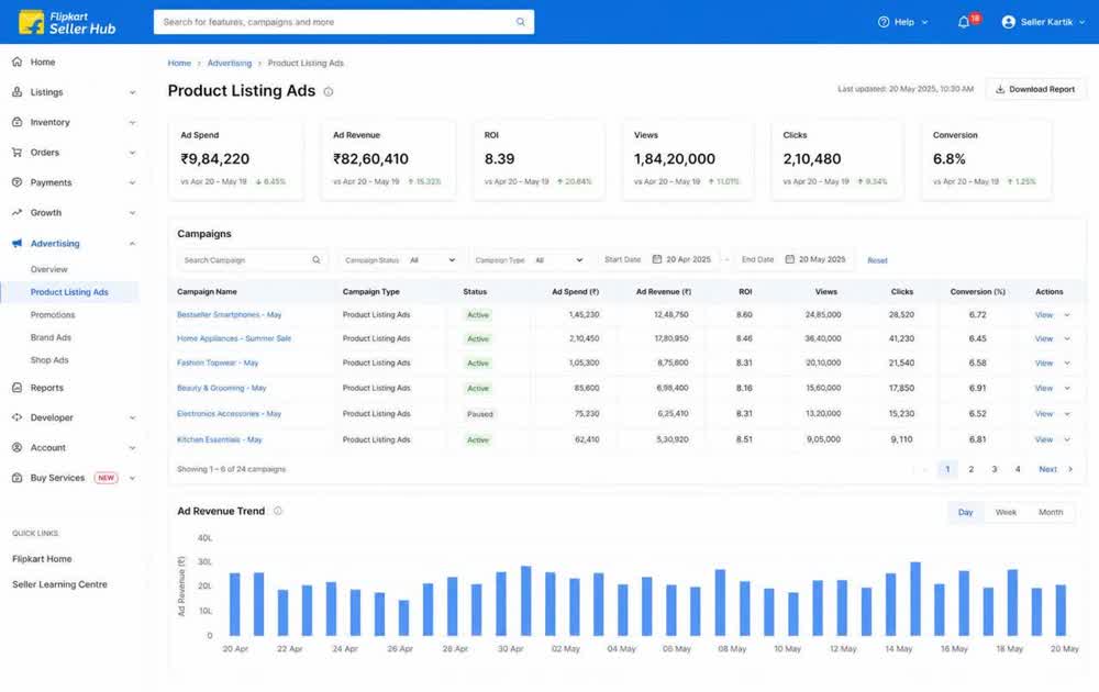 Flipkart Seller Hub, Product Listing Ads