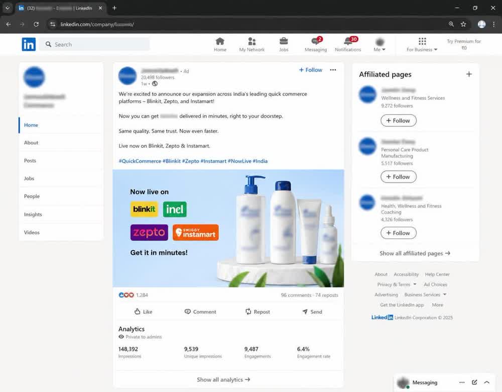 LinkedIn announcement, quick commerce expansion